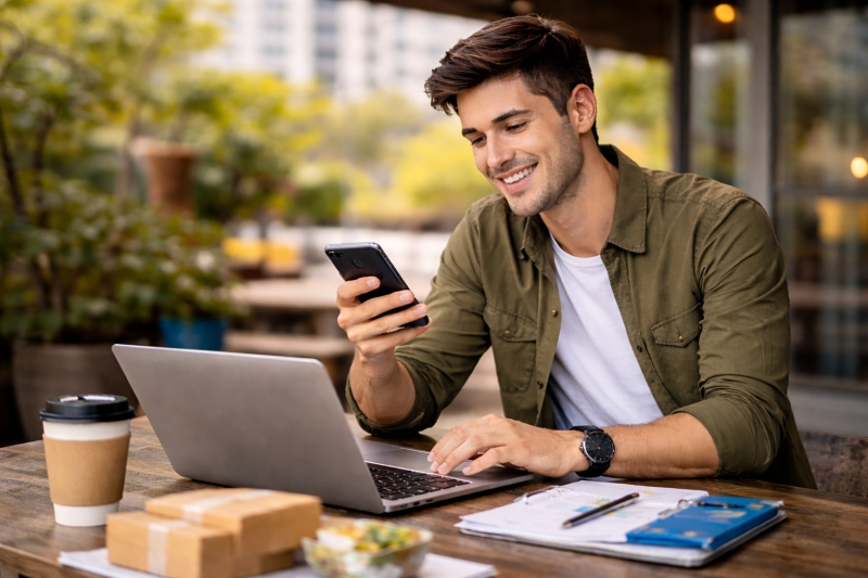 Joven trabajando frente a una computadora